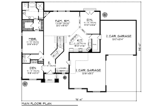 Floor Plan - Main Floor for Traditional House Plan #70-954 - 4 bed, 3.5 bath