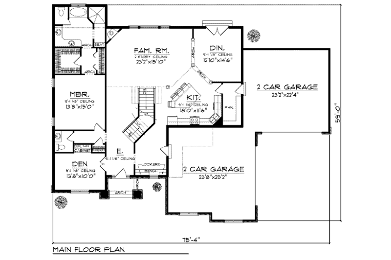 Architectural House Design - Floor Plan - Main Floor for Traditional House Plan #70-954 - 4 bed, 3.5 bath