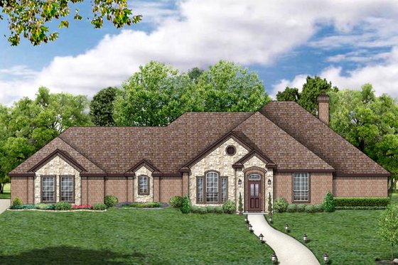 Exterior - Front Elevation for European House Plan #84-321 - 4 bed, 3 bath