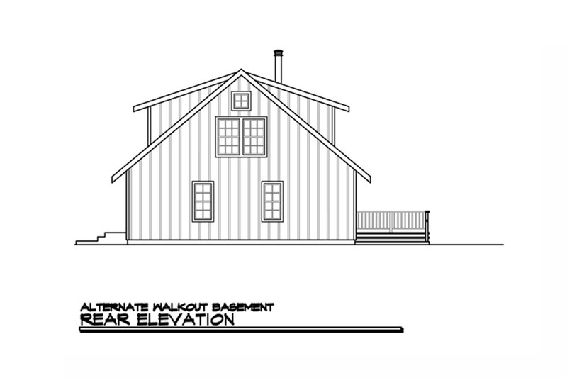 Home Plan - Exterior - Rear Elevation 1 for Cabin House Plan #124-473 - 3 bed, 3 bath