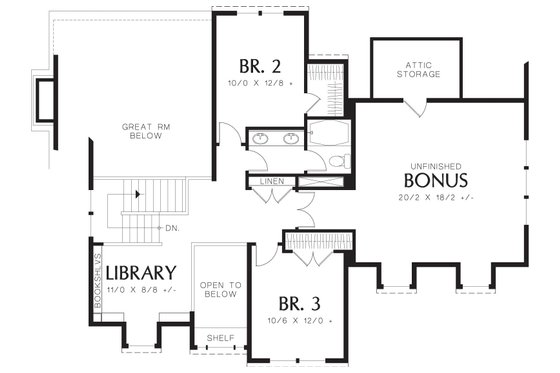 Floor Plan - Upper Floor for Craftsman House Plan #48-262 - 4 bed, 2.5 bath