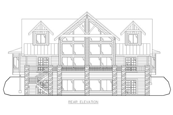 Exterior - Rear Elevation for Craftsman House Plan #117-1015 - 3 bed, 2.5 bath