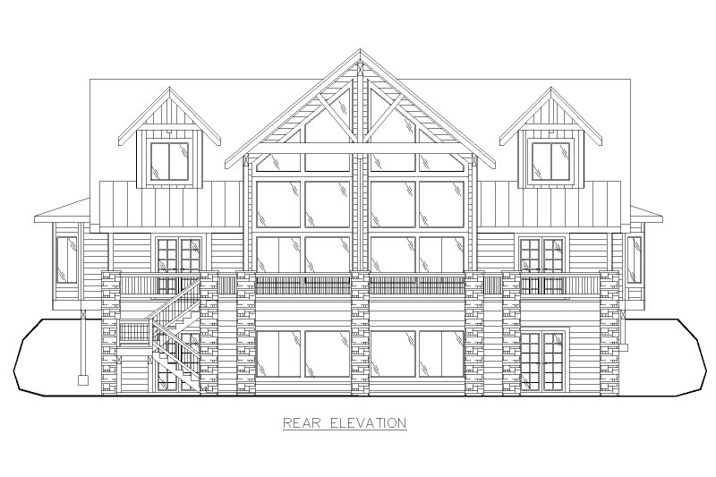 House Plan Design - Exterior - Rear Elevation for Craftsman House Plan #117-1015 - 3 bed, 2.5 bath