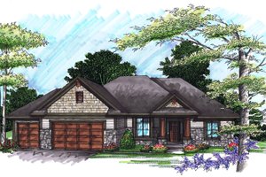 Ranch Exterior - Front Elevation Plan #70-1032