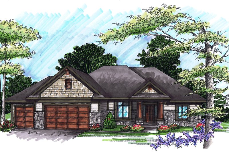 Home Plan - Ranch Exterior - Front Elevation Plan #70-1032