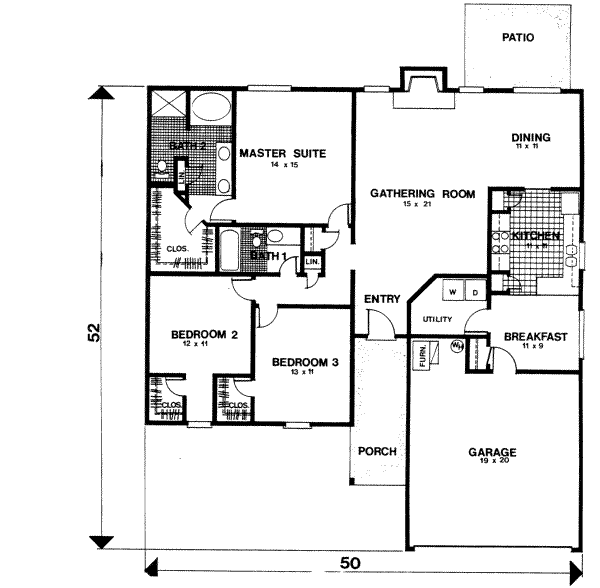 House Design - Ranch Floor Plan - Main Floor Plan #30-146
