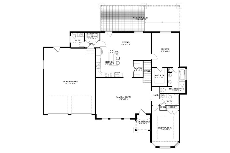 House Design - Floor Plan - Main Floor for Craftsman House Plan #1060-457 - 2 bed, 2 bath