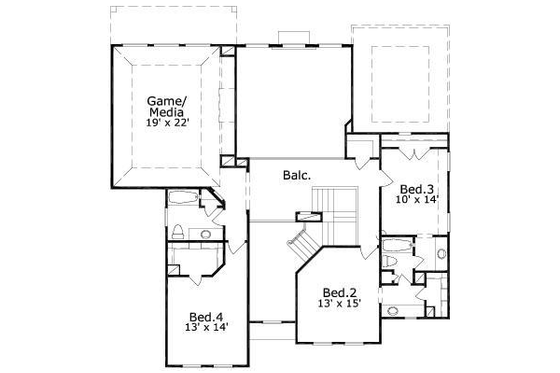 Floor Plan - Upper Floor for Traditional House Plan #411-107 - 4 bed, 3.5 bath