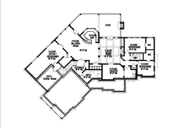 Craftsman Floor Plan - Lower Floor Plan #54-431