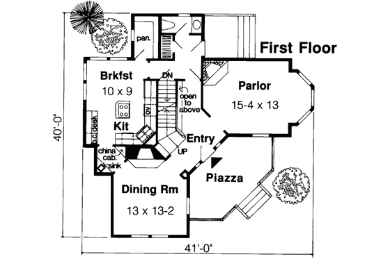 Floor Plan - Main Floor for European House Plan #312-329 - 3 bed, 2.5 bath