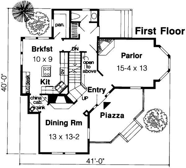 Floor Plan - Main Floor for European House Plan #312-329 - 3 bed, 2.5 bath