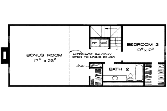 Floor Plan - Upper Floor for Southern House Plan #312-137 - 2 bed, 2 bath