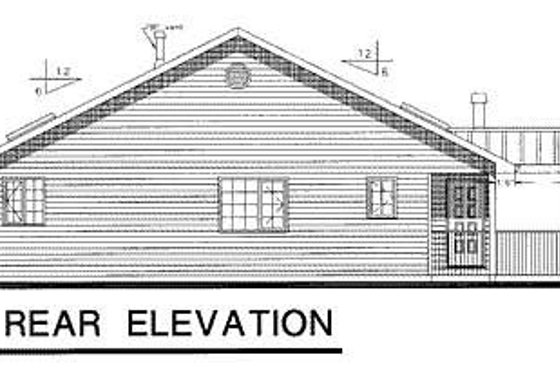 Exterior - Rear Elevation for Ranch House Plan #18-9221 - 2 bed, 2 bath