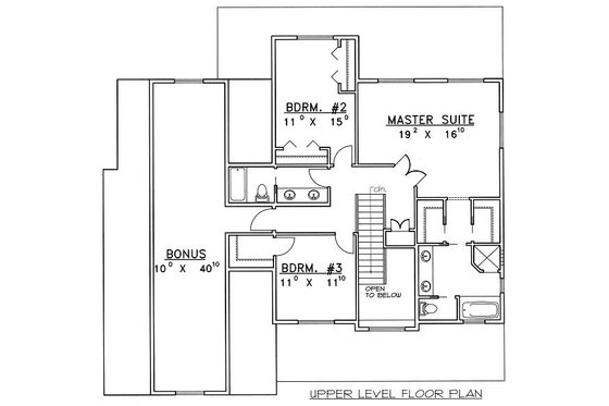 Floor Plan - Upper Floor for Bungalow House Plan #117-540 - 3 bed, 3.5 bath