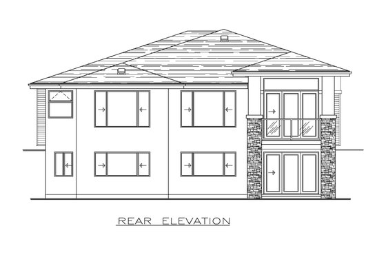 Exterior - Rear Elevation for Modern House Plan #1100-2 - 2 bed, 2 bath