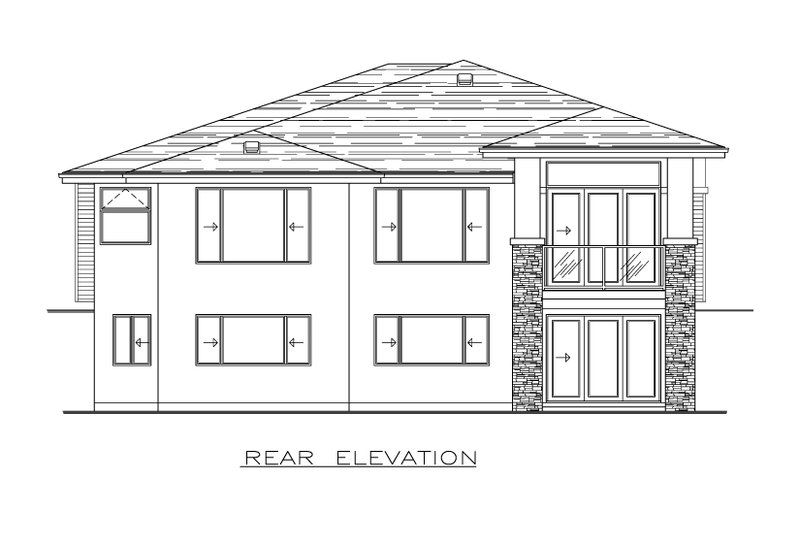 House Design - Exterior - Rear Elevation for Modern House Plan #1100-2 - 2 bed, 2 bath