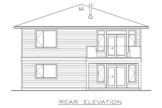 Exterior - Rear Elevation for Contemporary House Plan #1100-44 - 3 bed, 2 bath
