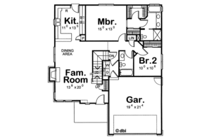 Floor Plan - Main Floor for European House Plan #20-1225 - 4 bed, 3 bath