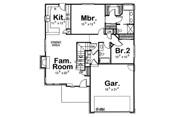 Floor Plan - Main Floor for European House Plan #20-1225 - 4 bed, 3 bath