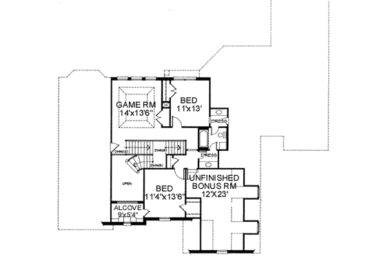 Floor Plan - Upper Floor for European House Plan #141-116 - 4 bed, 3.5 bath