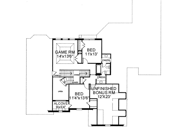 European Floor Plan - Upper Floor Plan #141-116