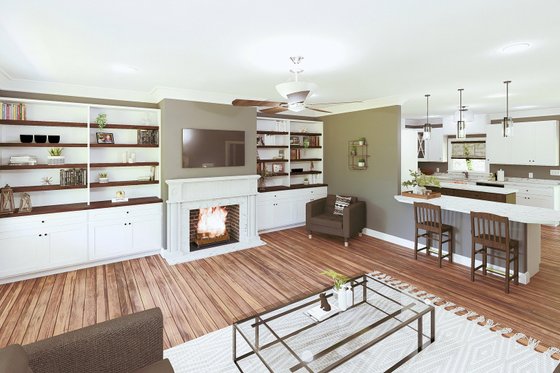 Interior - Family Room 1 for Farmhouse House Plan #44-248 - 4 bed, 3 bath