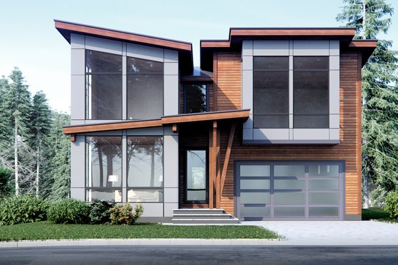 Exterior - Front Elevation 4 for Modern House Plan #1066-10 - 4 bed, 3 bath