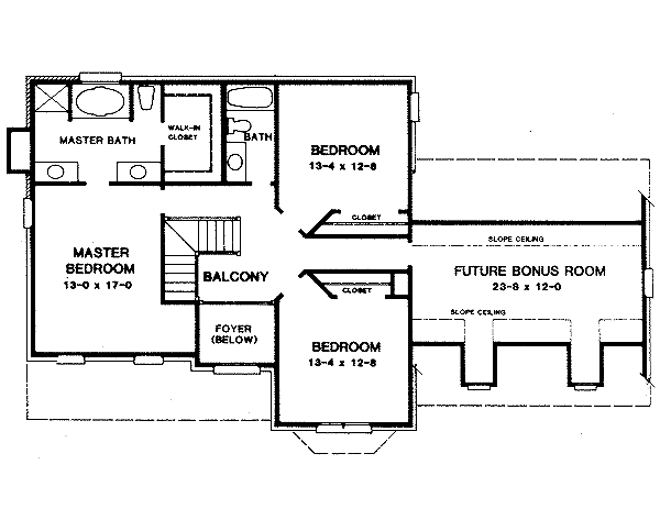 Traditional Floor Plan - Upper Floor Plan #10-210