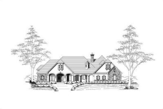Exterior - Front Elevation for European House Plan #411-251 - 4 bed, 3 bath