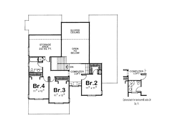 Floor Plan - Upper Floor for Traditional House Plan #20-1711 - 5 bed, 3 bath