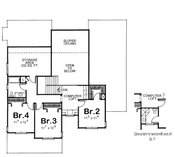Traditional Floor Plan - Upper Floor Plan #20-1711
