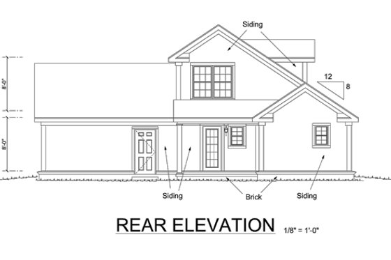 Exterior - Rear Elevation for Craftsman House Plan #513-2054 - 3 bed, 2.5 bath
