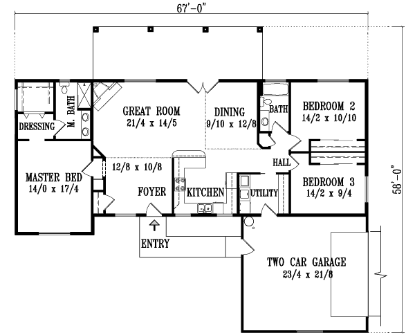 Adobe / Southwestern Floor Plan - Main Floor Plan #1-1352