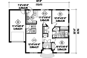Floor Plan - Main Floor for Traditional House Plan #25-4454 - 2 bed, 1 bath