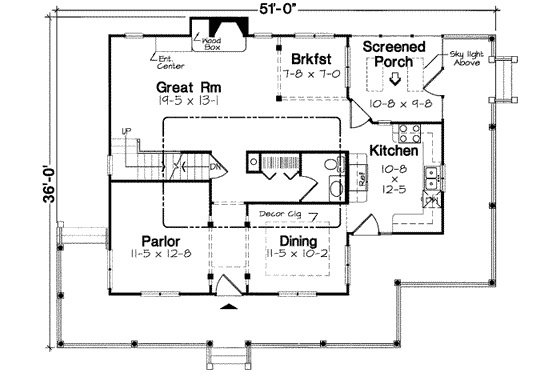 Floor Plan - Main Floor for Country House Plan #312-470 - 4 bed, 2.5 bath