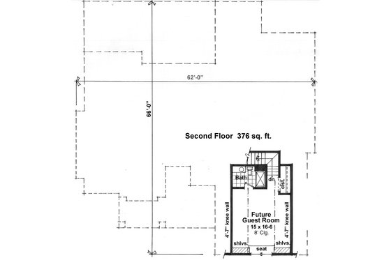 Floor Plan - Upper Floor for Craftsman House Plan #51-520 - 3 bed, 2 bath