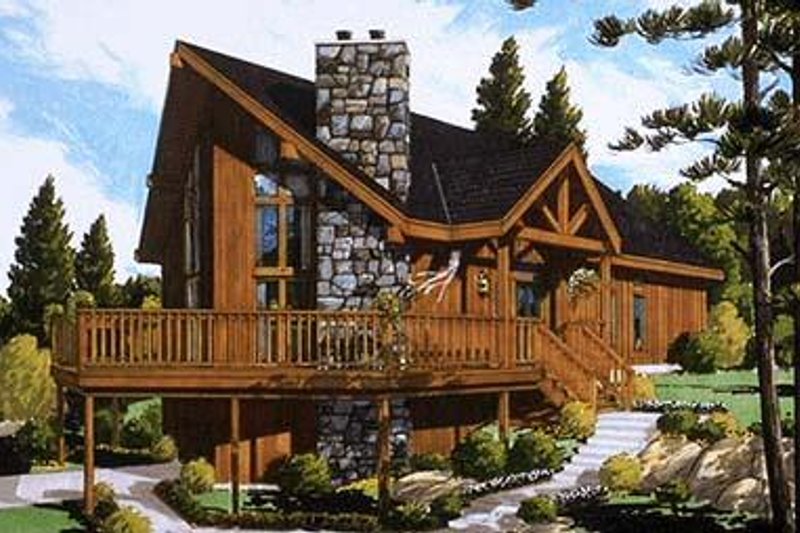 House Blueprint - Cabin Exterior - Front Elevation Plan #3-104