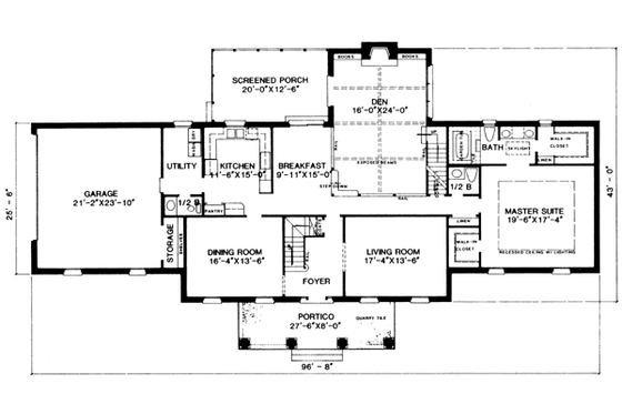 Floor Plan - Main Floor for Classical House Plan #10-264 - 5 bed, 4.5 bath