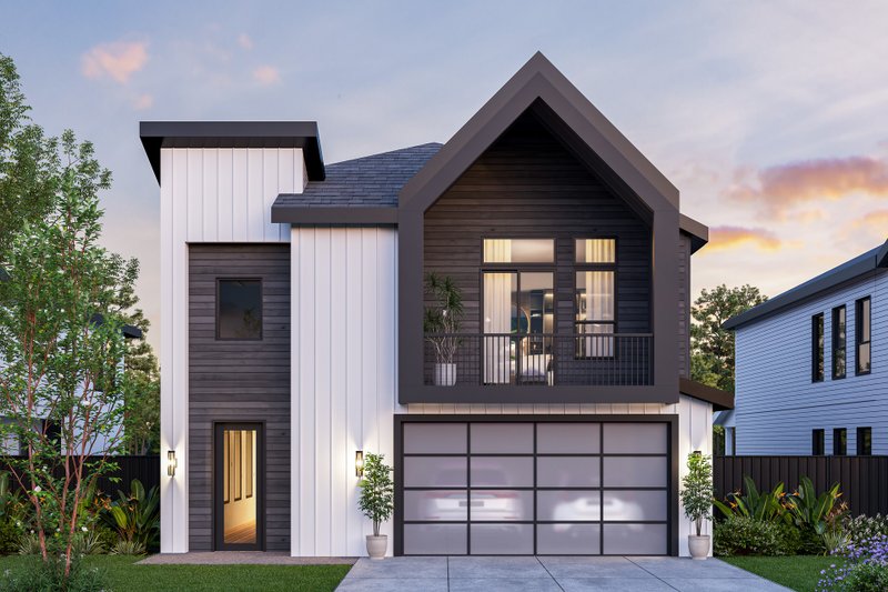 House Blueprint - Exterior - Front Elevation 2 for Modern House Plan #1129-29 - 4 bed, 3 bath