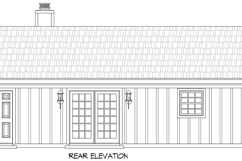 Architectural House Design - Exterior - Rear Elevation for Ranch House Plan #932-1070 - 3 bed, 2 bath