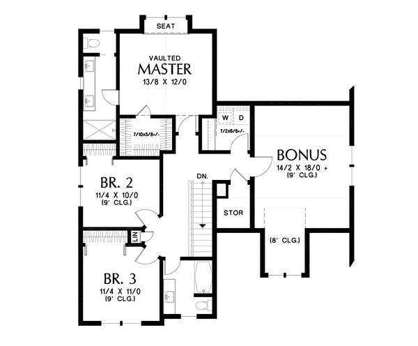 Contemporary Floor Plan - Upper Floor Plan #48-1033