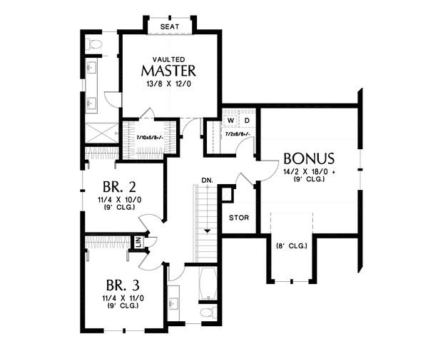 House Plan Design - Contemporary Floor Plan - Upper Floor Plan #48-1033