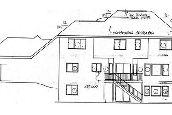 Exterior - Rear Elevation for Traditional House Plan #312-466 - 5 bed, 3 bath