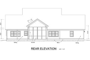 Exterior - Rear Elevation for Farmhouse House Plan #513-2050 - 4 bed, 3 bath