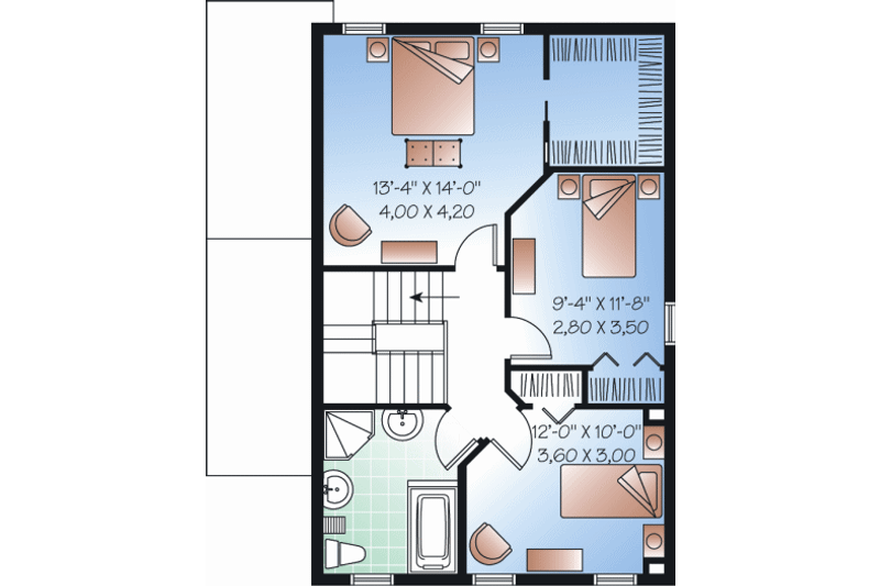 Architectural House Design - Floor Plan - Upper Floor for Country House Plan #23-2182 - 4 bed, 2.5 bath