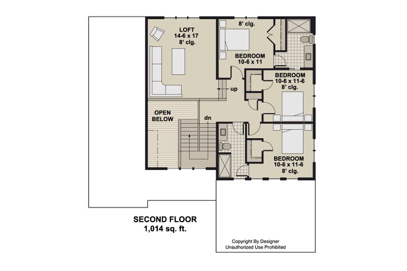 Dream House Plan - Floor Plan - Upper Floor for Bungalow House Plan #51-1426 - 4 bed, 3.5 bath