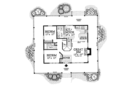 Floor Plan - Main Floor for Country House Plan #72-106 - 3 bed, 2 bath