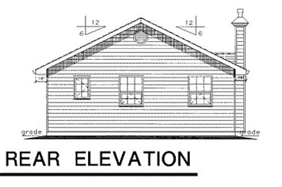 Exterior - Rear Elevation for Ranch House Plan #18-161 - 2 bed, 1 bath