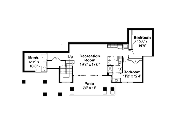 Floor Plan - Lower Floor for Craftsman House Plan #124-687 - 3 bed, 2.5 bath