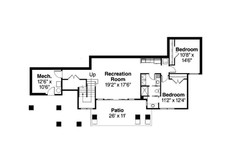 Home Plan - Floor Plan - Lower Floor for Craftsman House Plan #124-687 - 3 bed, 2.5 bath